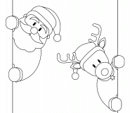 Santa and one of his Reindeer - coloring page n° 615