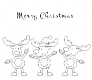 Three Reindeers on a Snowflakes background - coloring page n° 617