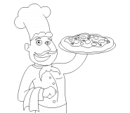 An Italian Pizzaiolo with a long mustache - coloring page n° 639