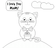 Kitten Says I Love You Mom! - coloring page n° 645