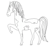 A Pinto Horse standing with one front Leg Up - coloring page n° 647