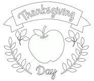 Thanksgiving Day (badge with an apple) - coloring page n° 669