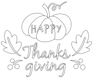 Happy Thanksgiving (leaves and pumpkin) - coloring page n° 679