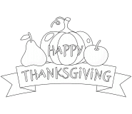 Happy Thanksgiving (Ribbon with Fruits) - coloring page n° 681