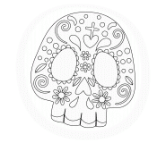 Colorful painted skull (Dia de Muertos) - coloring page n° 684