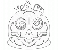 Carved Pumpkin with hypnotic eyes - coloring page n° 689