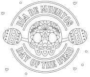 Dia de Muertos emblem with maracas - coloring page n° 693