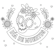 Colorful Skull With Floral Ornament - coloring page n° 694
