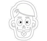 Funny skull with heart-shaped lips - coloring page n° 702