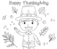 Thanksgiving Pilgrim Boy - coloring page n° 719