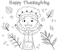 Thanksgiving Pilgrim Girl - coloring page n° 720