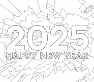 Happy New Year greetings (with colorful background) - coloring page n° 727