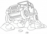 Off-road vehicle over a heap of stones - coloring page n° 73