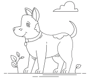 Smiling dog in the garden - coloring page n° 734
