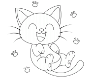 Little laughing cat - coloring page n° 735