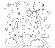 Cute Cartoon Fairytale Unicorn - coloring page n° 738