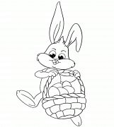 Easter Bunny holding basket with Eggs - coloring page n° 741