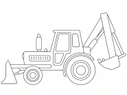 Tractor with loader and backhoe - coloring page n° 743