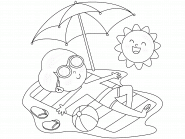 A Kid on a Sunny Beach - coloring page n° 751