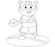 Tiger Playing Basketball - coloring page n° 755