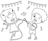 Kids Playing Music Together - coloring page n° 757