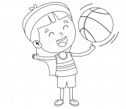 Girl Spinning Basketball Ball On Finger - coloring page n° 759