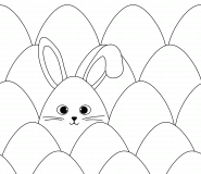 Easter Bunny surrounded by colored Eggs - coloring page n° 768