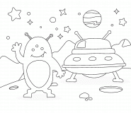 Funny Alien on Planet Mars - coloring page n° 769