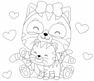 Cat Mom with her Adorable Baby Kitten - coloring page n° 771