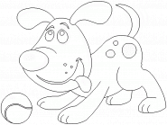 Playful Dog Playing With a Tennis Ball - coloring page n° 78