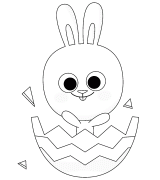 Funny Easter Bunny Inside An Eggshell - coloring page n° 783