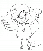 Girl Drying her long Hair - coloring page n° 788