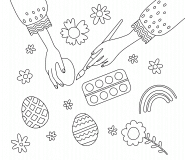 Decorating Easter Eggs with Paint - coloring page n° 795