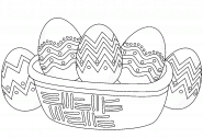 Basket of Eggs decorated with bright colors - coloring page n° 803