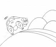 A cute car driving up a very steep road - coloring page n° 81