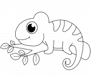 Cartoon Chameleon on a Tree Branch - coloring page n° 812