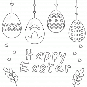 Easter Eggs hanging on threads - coloring page n° 825