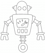 Retro Robot with a Wheel - coloring page n° 837