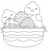 Chicks And Easter Eggs Basket - coloring page n° 840