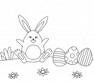 Easter Bunny under a Confetti Rain - coloring page n° 841