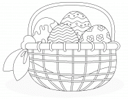 Colorfully decorated Easter Eggs in a Basket - coloring page n° 844