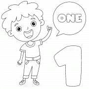 Kid showing Number 1 with fingers - coloring page n° 847