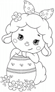 Sheep with an Easter Egg and Flowers - coloring page n° 848