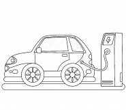 Electric Car connected to a Charging Station - coloring page n° 849