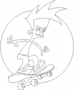 Skater kid jumping with his skateboard - coloring page n° 85