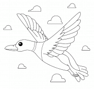 Mallard Duck Flying in a Cloudy Blue Sky - coloring page n° 856