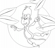 Monkey Swinging On Vine - coloring page n° 86