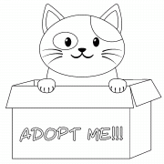 Adopt Me (Cute Cat in cardboard box) - coloring page n° 872