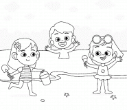 Kids Playing at the Beach - coloring page n° 907