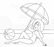 Pretty Woman Relaxing at the Beach - coloring page n° 918